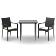 Afuera Living Contemporary Synthetic Poly Rattan Garden Dining Set in Black