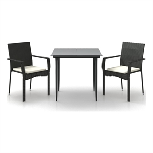 Afuera Living Contemporary Synthetic Poly Rattan Garden Dining Set in Black