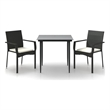 Afuera Living Contemporary Synthetic Poly Rattan Garden Dining Set in Black