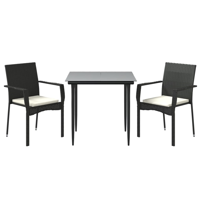 Afuera Living Contemporary Synthetic Poly Rattan Garden Dining Set in Black