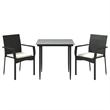 Afuera Living Contemporary Synthetic Poly Rattan Garden Dining Set in Black