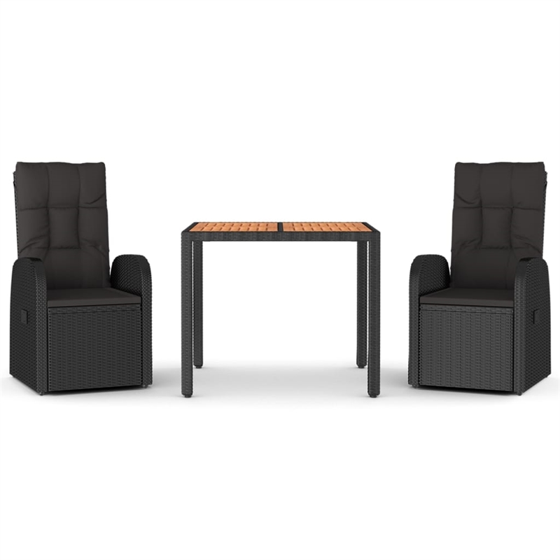 Afuera Living Contemporary Synthetic Poly Rattan Garden Dining Set in Black