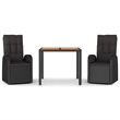 Afuera Living Contemporary Synthetic Poly Rattan Garden Dining Set in Black