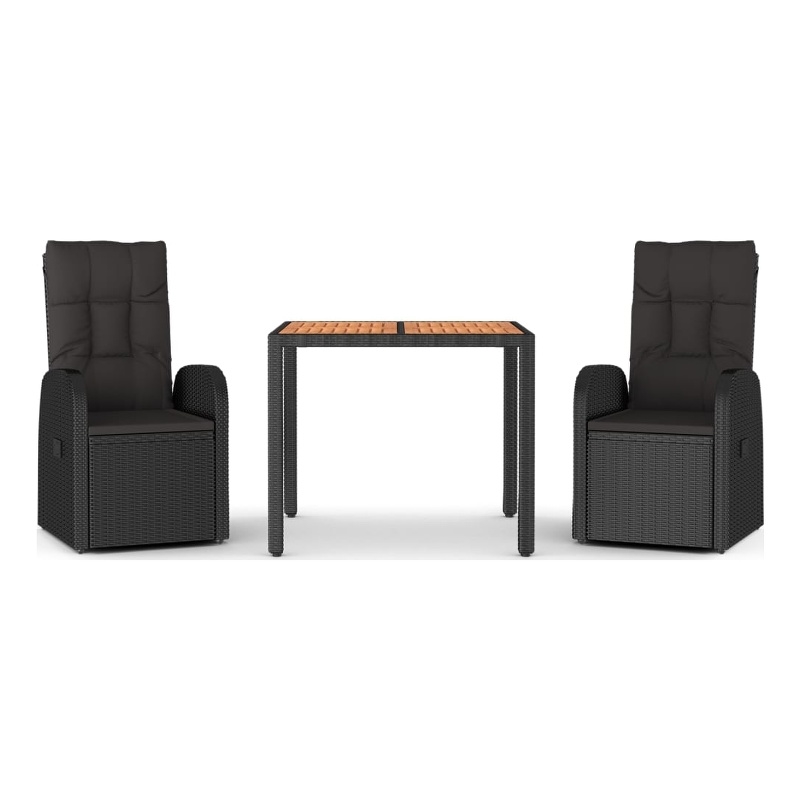 Afuera Living Contemporary Synthetic Poly Rattan Garden Dining Set in Black