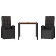Afuera Living Contemporary Synthetic Poly Rattan Garden Dining Set in Black