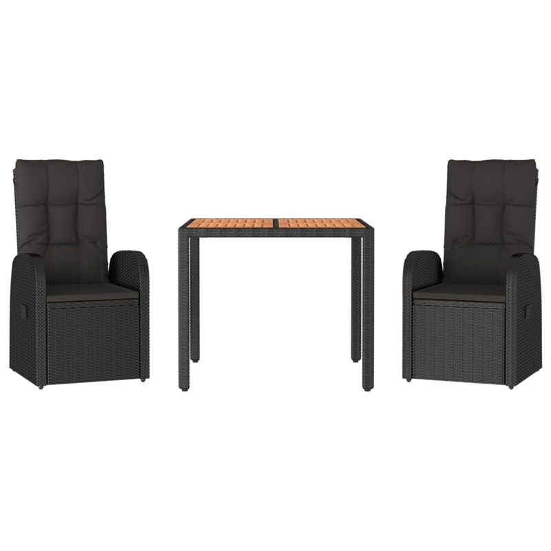 Afuera Living Contemporary Synthetic Poly Rattan Garden Dining Set in Black