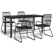 Afuera Living Contemporary Synthetic PVC Garden Dining Set in Black