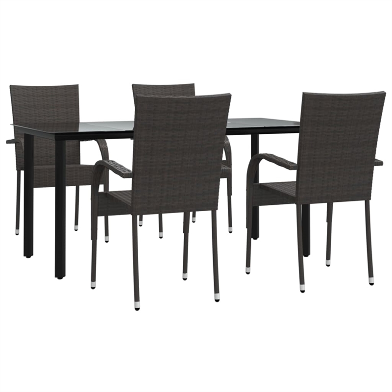 Afuera Living Contemporary Synthetic Poly Rattan Garden Dining Set in Brown