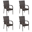 Afuera Living Contemporary Synthetic Poly Rattan Garden Dining Set in Brown