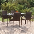 Afuera Living Contemporary Synthetic Poly Rattan Garden Dining Set in Brown