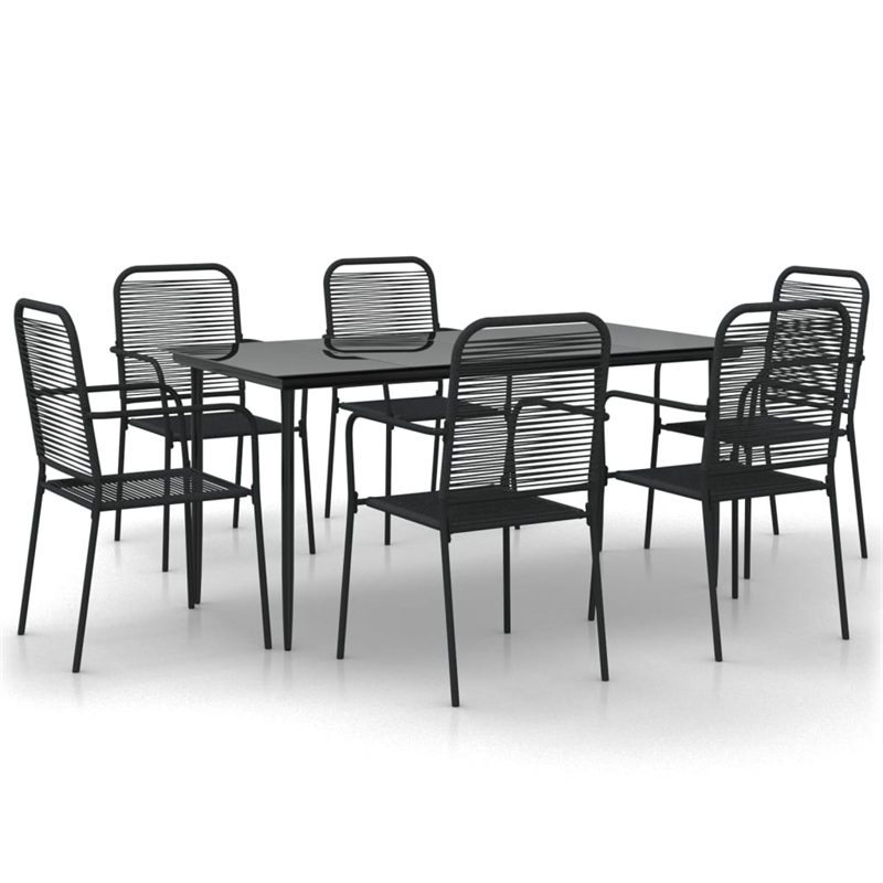 Afuera Living Contemporary Garden Dining Set in Powder-Coated Black