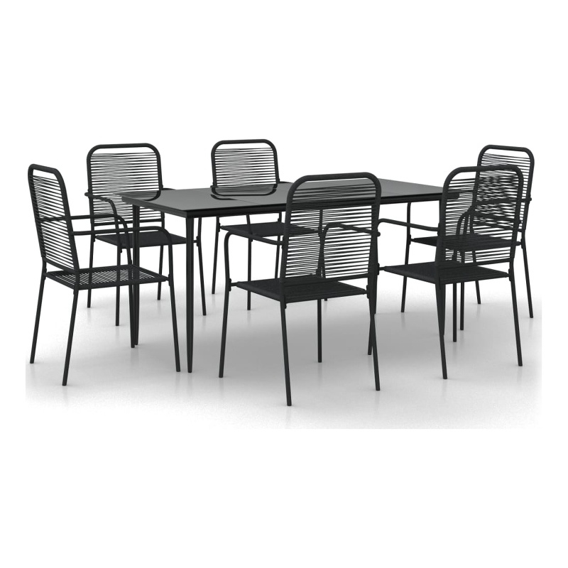 Afuera Living Contemporary Garden Dining Set in Powder-Coated Black