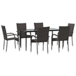 Afuera Living Contemporary Synthetic Poly Rattan Garden Dining Set in Brown