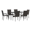 Afuera Living Contemporary Synthetic Poly Rattan Garden Dining Set in Brown