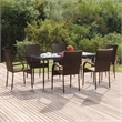 Afuera Living Contemporary Synthetic Poly Rattan Garden Dining Set in Brown