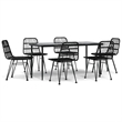 Afuera Living Contemporary Synthetic Poly Rattan Garden Dining Set in Black