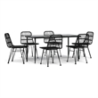 Afuera Living Contemporary Synthetic Poly Rattan Garden Dining Set in Black