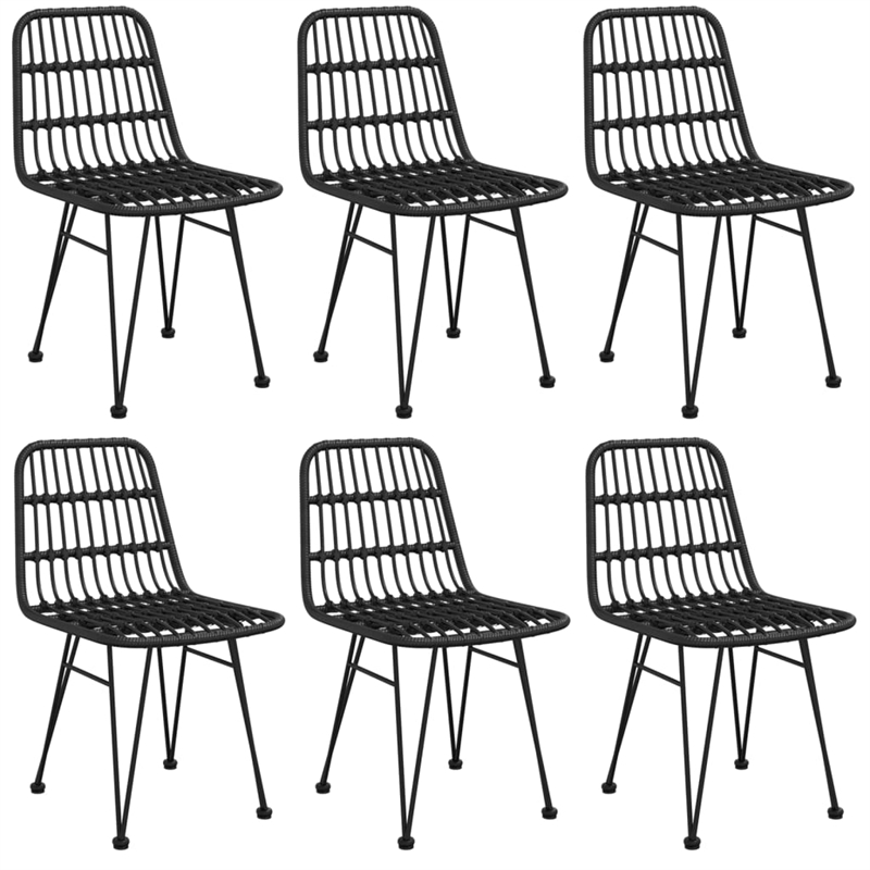 Afuera Living Contemporary Synthetic Poly Rattan Garden Dining Set in Black