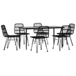 Afuera Living Contemporary Synthetic Poly Rattan Garden Dining Set in Black