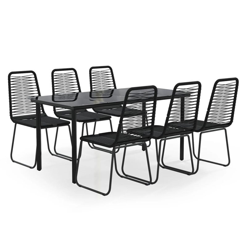 Afuera Living Contemporary Synthetic Poly Rattan Garden Dining Set in Black