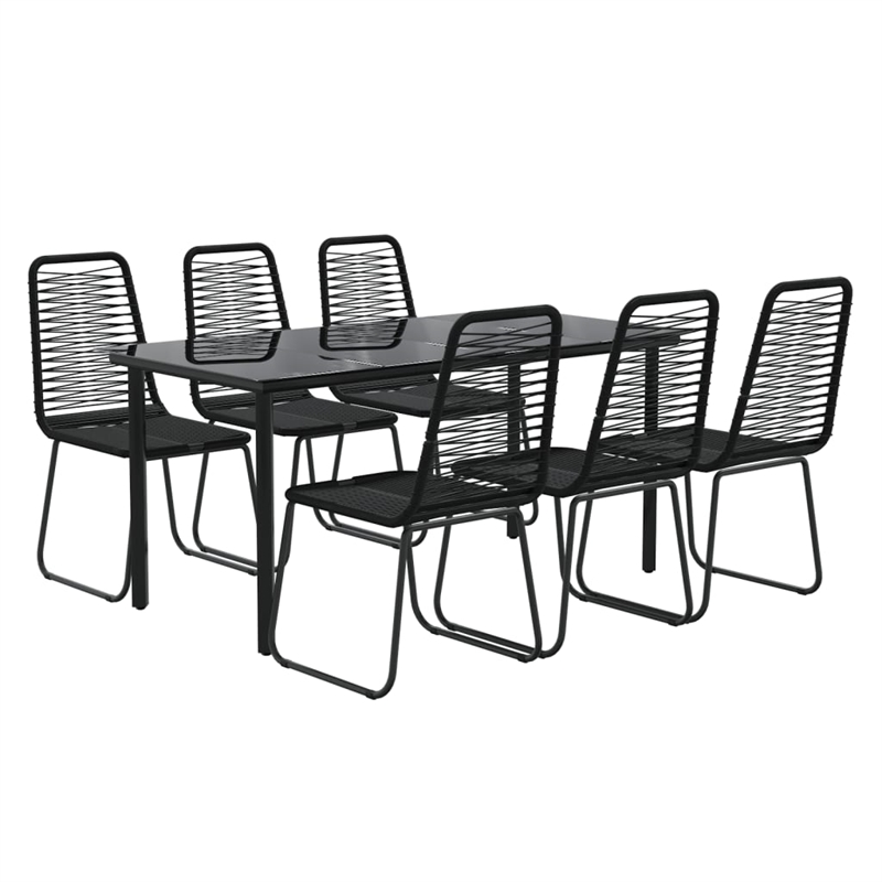 Afuera Living Contemporary Synthetic Poly Rattan Garden Dining Set in Black