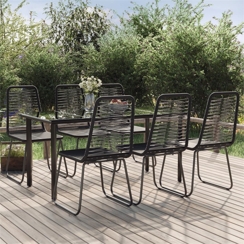 Afuera Living Contemporary Synthetic Poly Rattan Garden Dining Set in Black