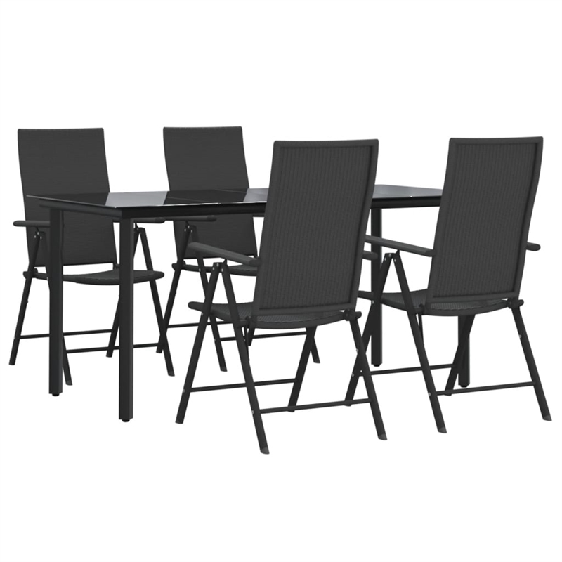 Afuera Living Contemporary Wicker / Rattan Garden Dining Set in Black