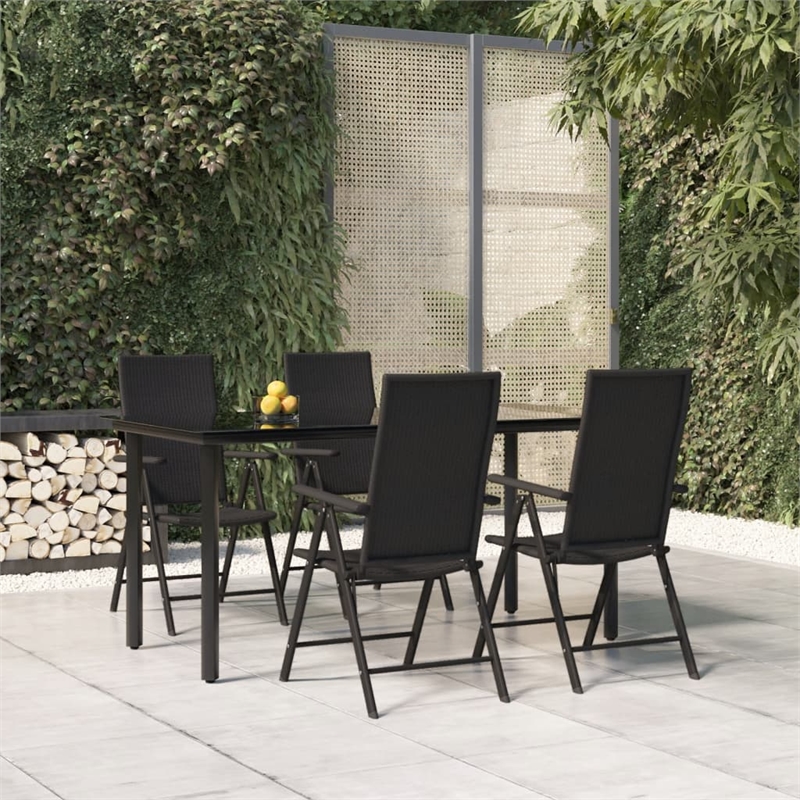 Afuera Living Contemporary Wicker / Rattan Garden Dining Set in Black