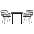 Afuera Living Contemporary Synthetic Poly Rattan Garden Dining Set in Black