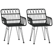 Afuera Living Contemporary Synthetic Poly Rattan Garden Dining Set in Black