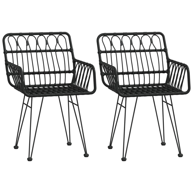 Afuera Living Contemporary Synthetic Poly Rattan Garden Dining Set in Black