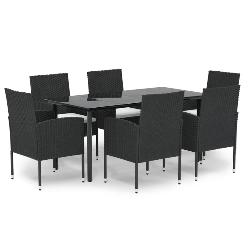 Afuera Living Contemporary Synthetic Poly Rattan Garden Dining Set in Black
