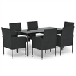 Afuera Living Contemporary Synthetic Poly Rattan Garden Dining Set in Black