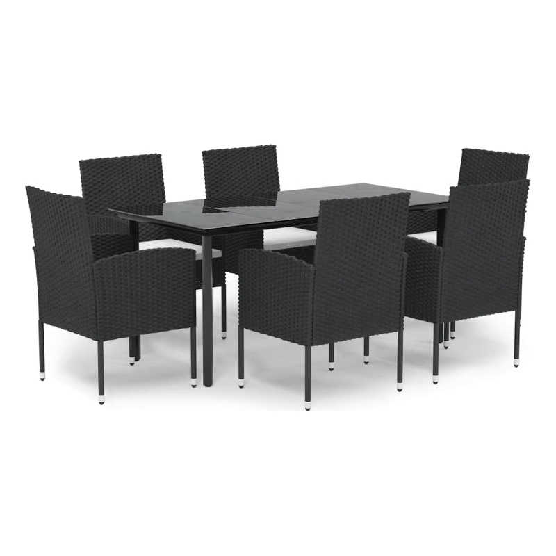 Afuera Living Contemporary Synthetic Poly Rattan Garden Dining Set in Black