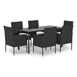 Afuera Living Contemporary Synthetic Poly Rattan Garden Dining Set in Black