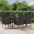 Afuera Living Contemporary Synthetic Poly Rattan Garden Dining Set in Black