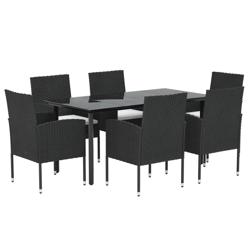 Afuera Living Contemporary Synthetic Poly Rattan Garden Dining Set in Black