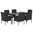 Afuera Living Contemporary Synthetic Poly Rattan Garden Dining Set in Black