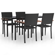 Afuera Living Contemporary Synthetic Poly Rattan Garden Dining Set in Black