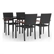 Afuera Living Contemporary Synthetic Poly Rattan Garden Dining Set in Black