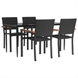 Afuera Living Contemporary Synthetic Poly Rattan Garden Dining Set in Black