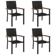 Afuera Living Contemporary Synthetic Poly Rattan Garden Dining Set in Black