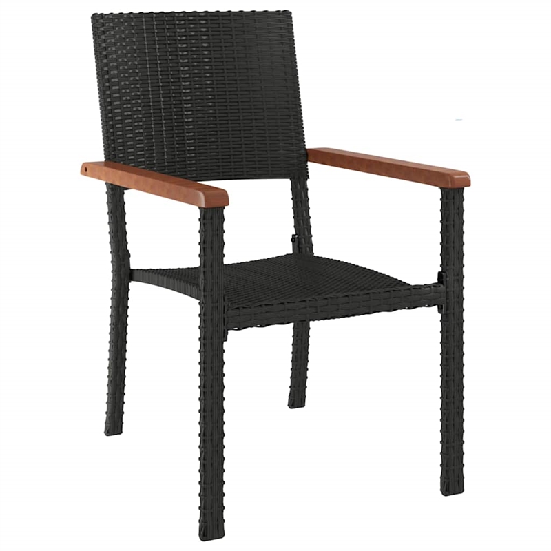 Afuera Living Contemporary Synthetic Poly Rattan Garden Dining Set in Black