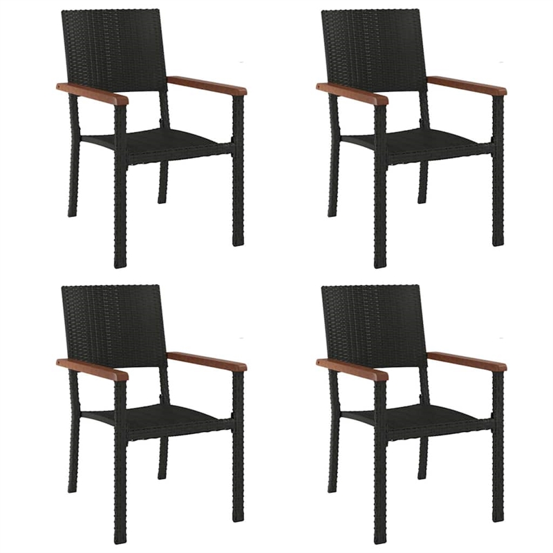 Afuera Living Contemporary Synthetic Poly Rattan Garden Dining Set in Black