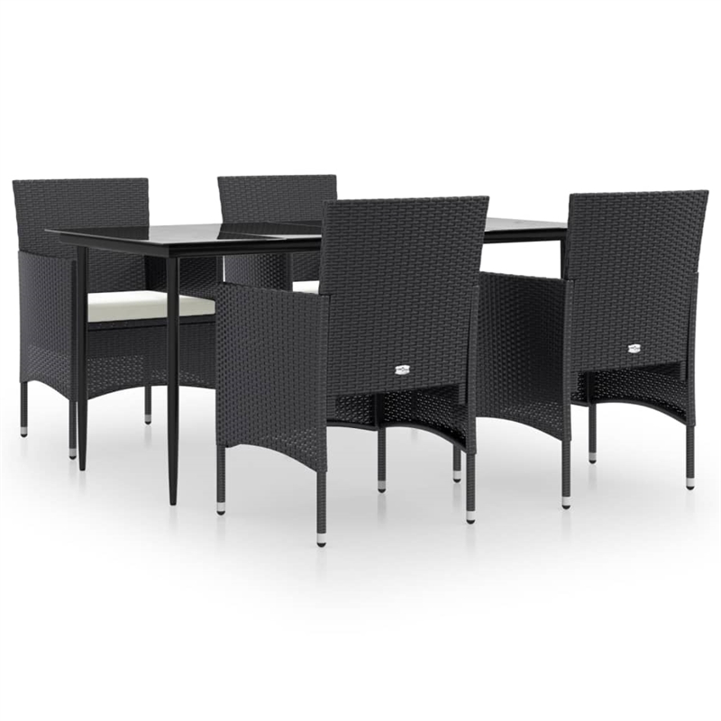 Afuera Living Contemporary Synthetic Poly Rattan Garden Dining Set in Black