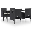 Afuera Living Contemporary Synthetic Poly Rattan Garden Dining Set in Black