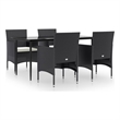 Afuera Living Contemporary Synthetic Poly Rattan Garden Dining Set in Black