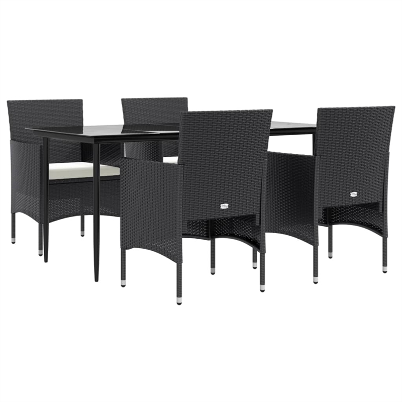 Afuera Living Contemporary Synthetic Poly Rattan Garden Dining Set in Black