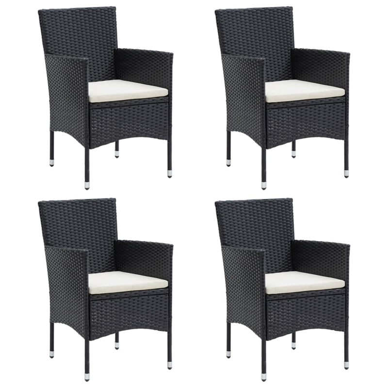 Afuera Living Contemporary Synthetic Poly Rattan Garden Dining Set in Black