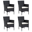 Afuera Living Contemporary Synthetic Poly Rattan Garden Dining Set in Black